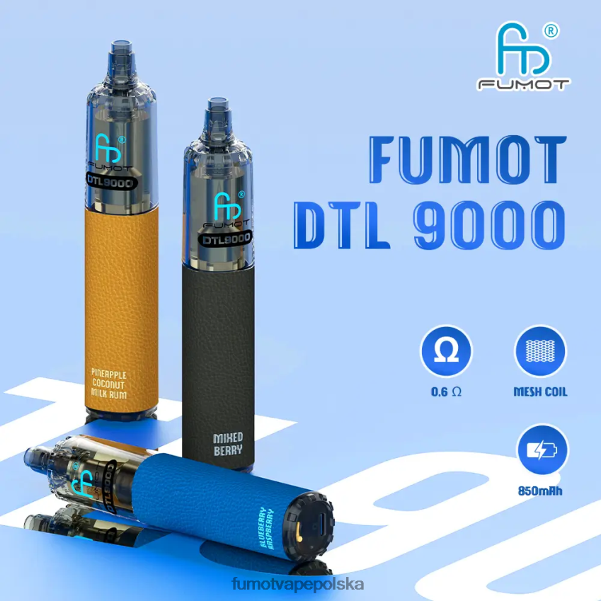 Fumot DTL jednorazowy długopis vape 9000- 18ml (1 szt.) - Fumot Polska 2ZVZ60372 rum z mleka kokosowego i ananasa