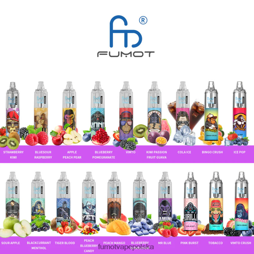 Fumot Tornado 0% 7000 jednorazowy długopis vape - 14ml (1 szt.) - Fumot Tech 2ZVZ60509 jagoda malina