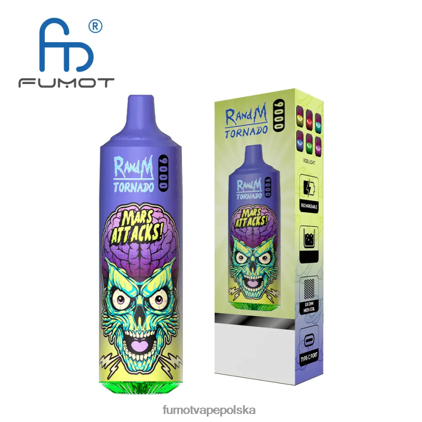 Fumot Tornado 9000 jednorazowy długopis do waporyzacji - 18ml (1 szt.) - Fumot Cena 2ZVZ6013 niebieski razz lód