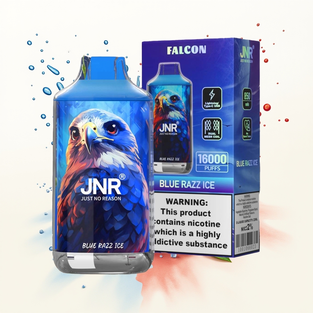 JNR Falcon 16000 Lód Malinowy Niebieski z Podwójną Siatką i Wyświetlaczem LED