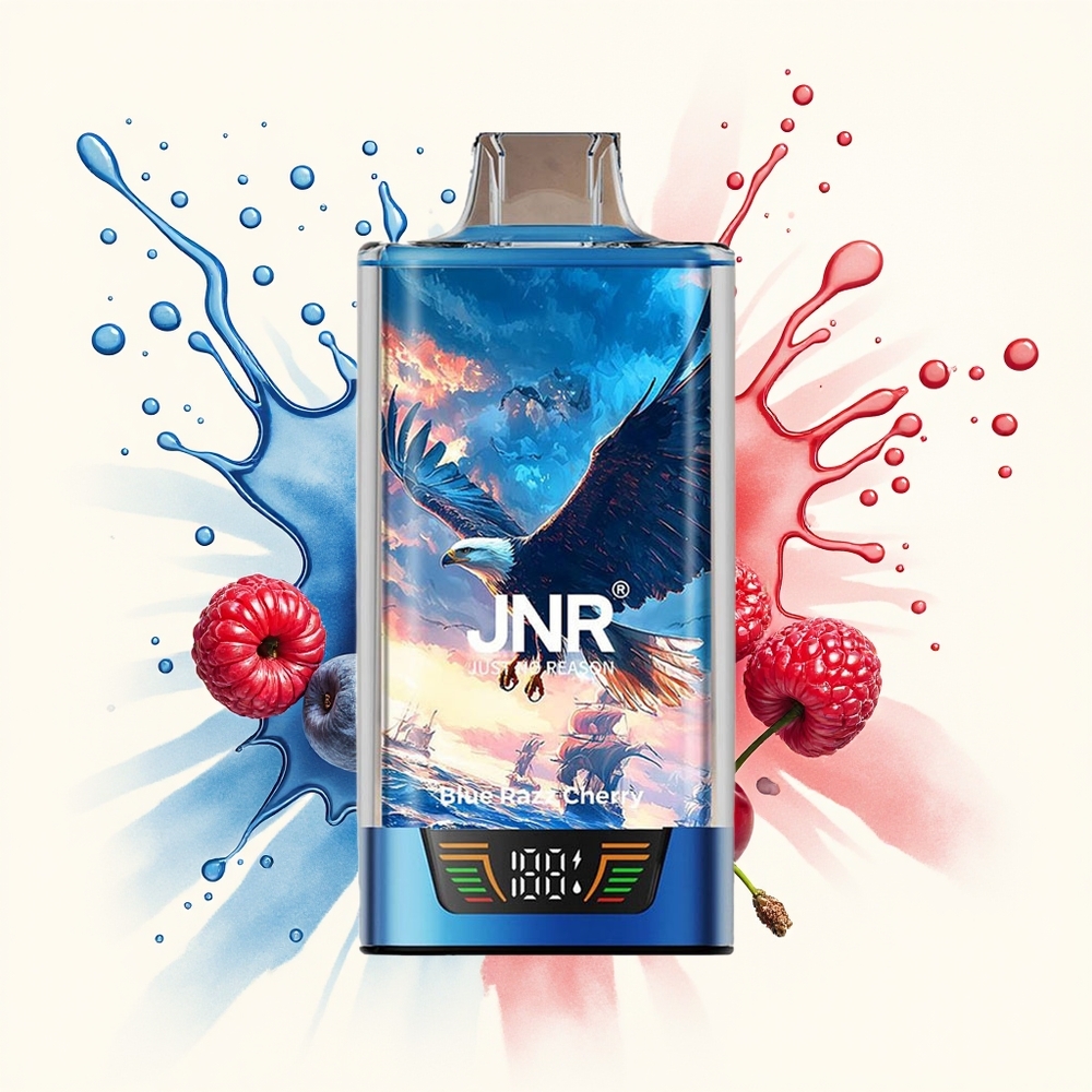 JNR Falcon Pro 28000 Błękitna Wiśnia Malina z Podwójną Siatką i Wyświetlaczem