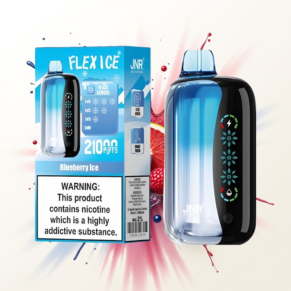 JNR Flex Ice 21000 Borówka Lód z Dostosowywanym Przepływem Powietrza i Dwoma Mesh 1,2 Ohm