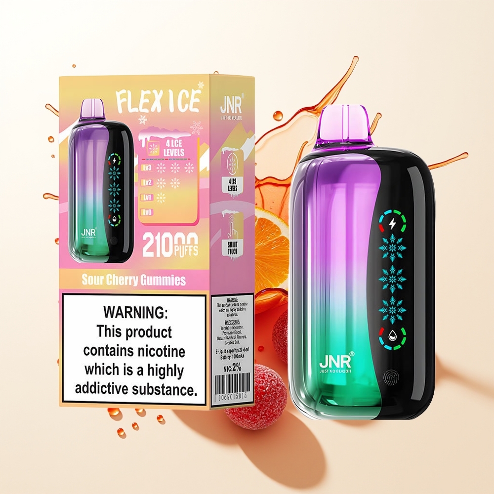 JNR Flex Ice 21000 Kwaśne Wiśniowe Żelki z Lodowym Smakiem i Dopasowaniem Powietrza