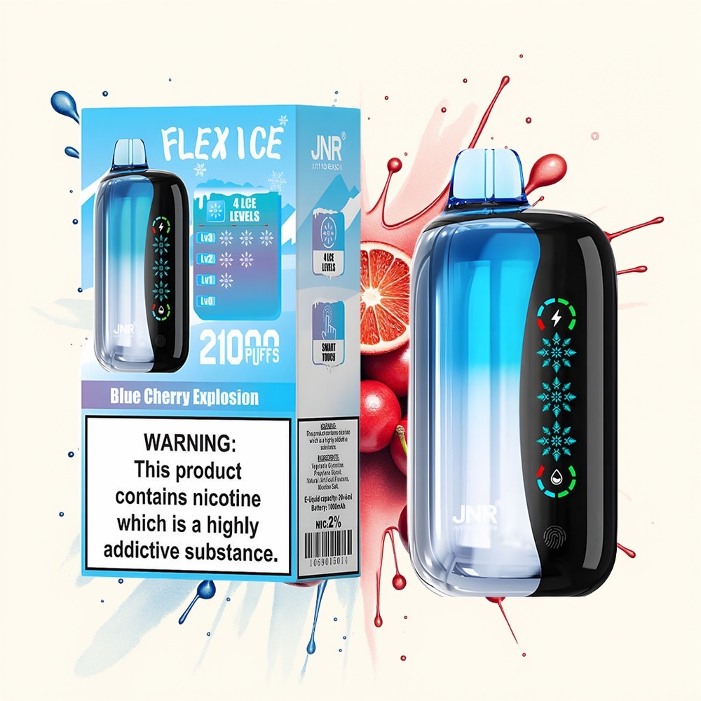 JNR Flex Ice 21000 Niebieski Wiśniowy Wybuch z Lodową Regulacją i Podwójną Siatką
