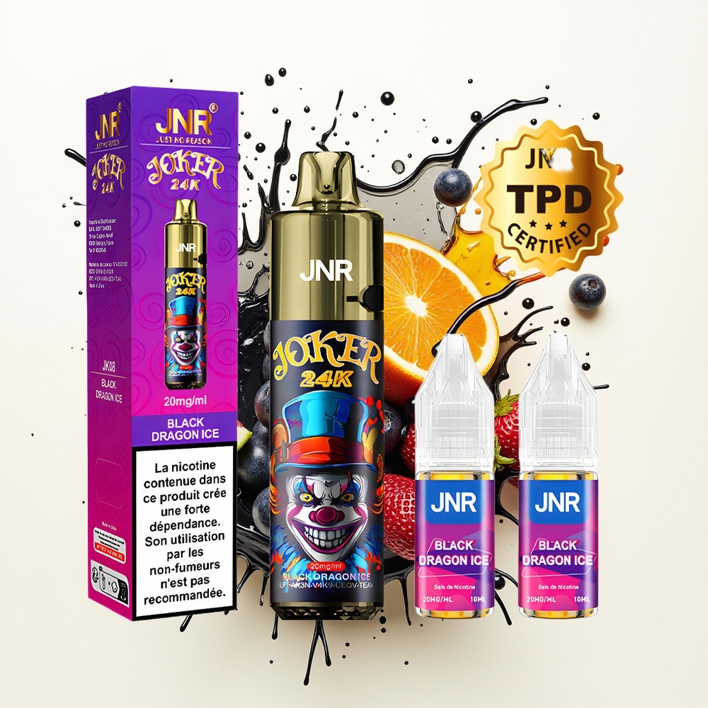 JNR Joker 24K Czarny Smok Lód Widoczny Poziom Płynu Typ-C Ładowanie