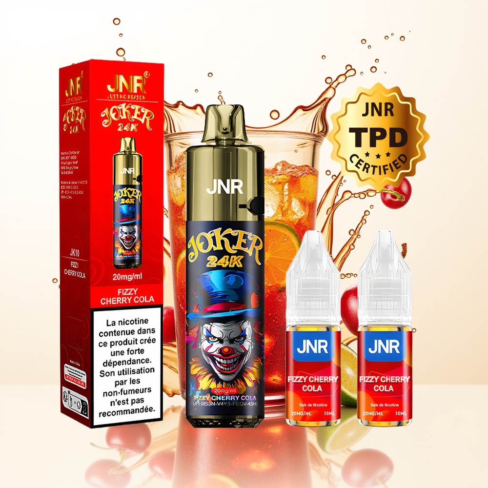 JNR Joker 24K Gazowana Wiśniowa Cola z Widocznym Poziomem Płynu i Ładowaniem Typu-C