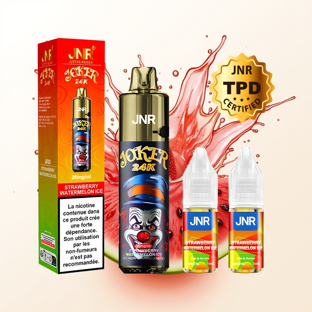 JNR Joker 24K Truskawkowo-Arbuzowy Lód z Widocznym Poziomem Płynu i Ładowaniem Typu-C
