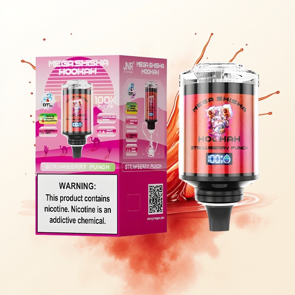 JNR Mega Shisha Hookah 100K Truskawkowa Moc 2200mAh 60ml