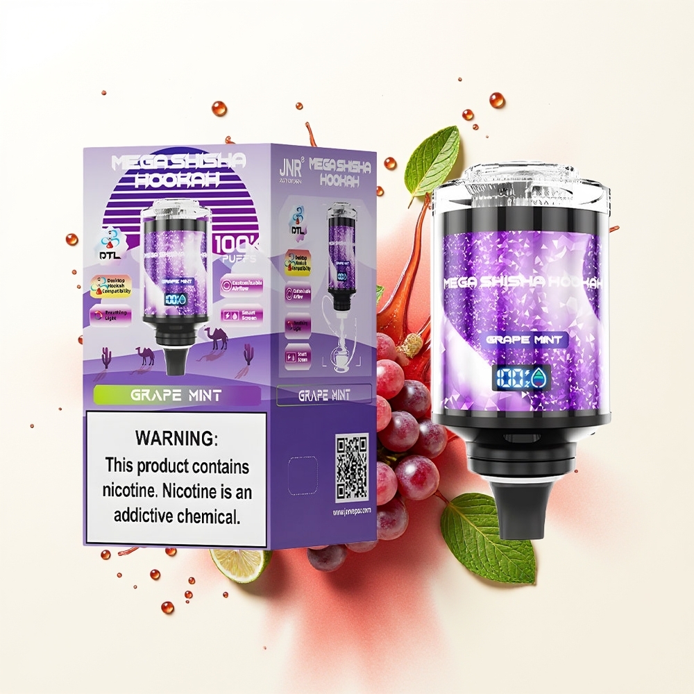JNR Mega Shisha Hookah 100K Winogrono Mięta 2200mAh 60ml