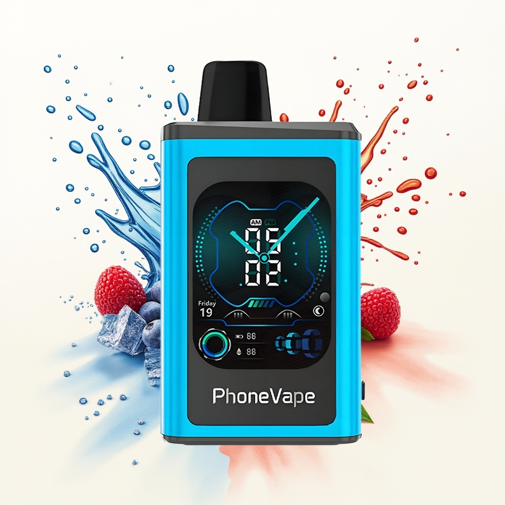 JNR PhoneVape 30000 Lodowy Błękit Malina Turbo Ekran
