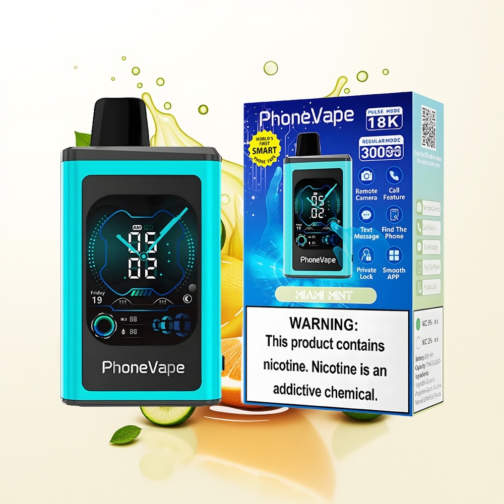 JNR PhoneVape 30000 Miami Mięta Turbo Ekran