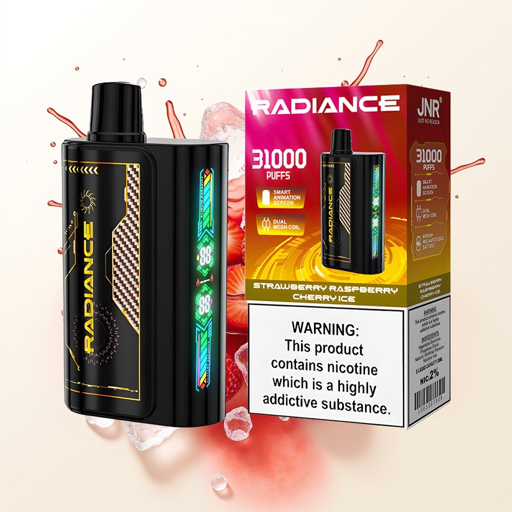 JNR Radiance 31000 Truskawka Malina Wiśnia Lód z Ekranem Animacji i Podwójną Siatką