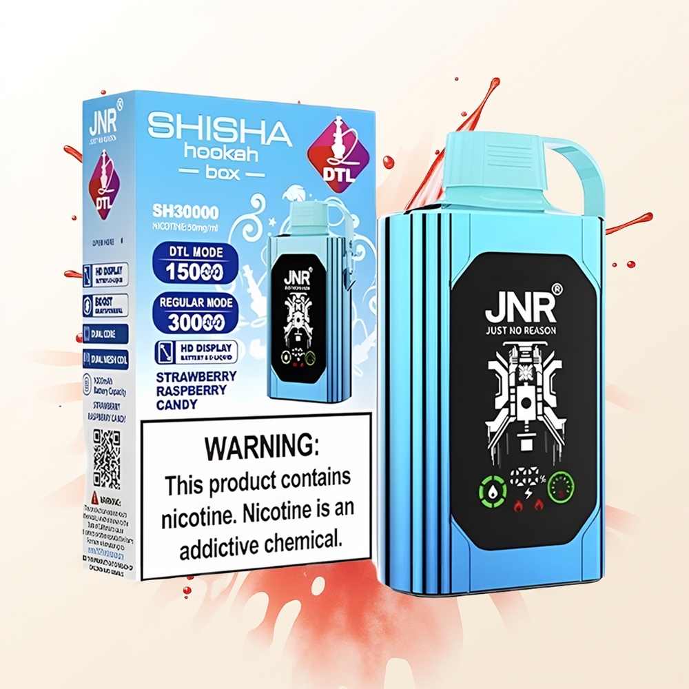 JNR Shisha Hookah Box 20500 Truskawkowo-Malinowy Cukier z Podwójnym Mesh Coilem i Szybkim Ładowaniem Type-C
