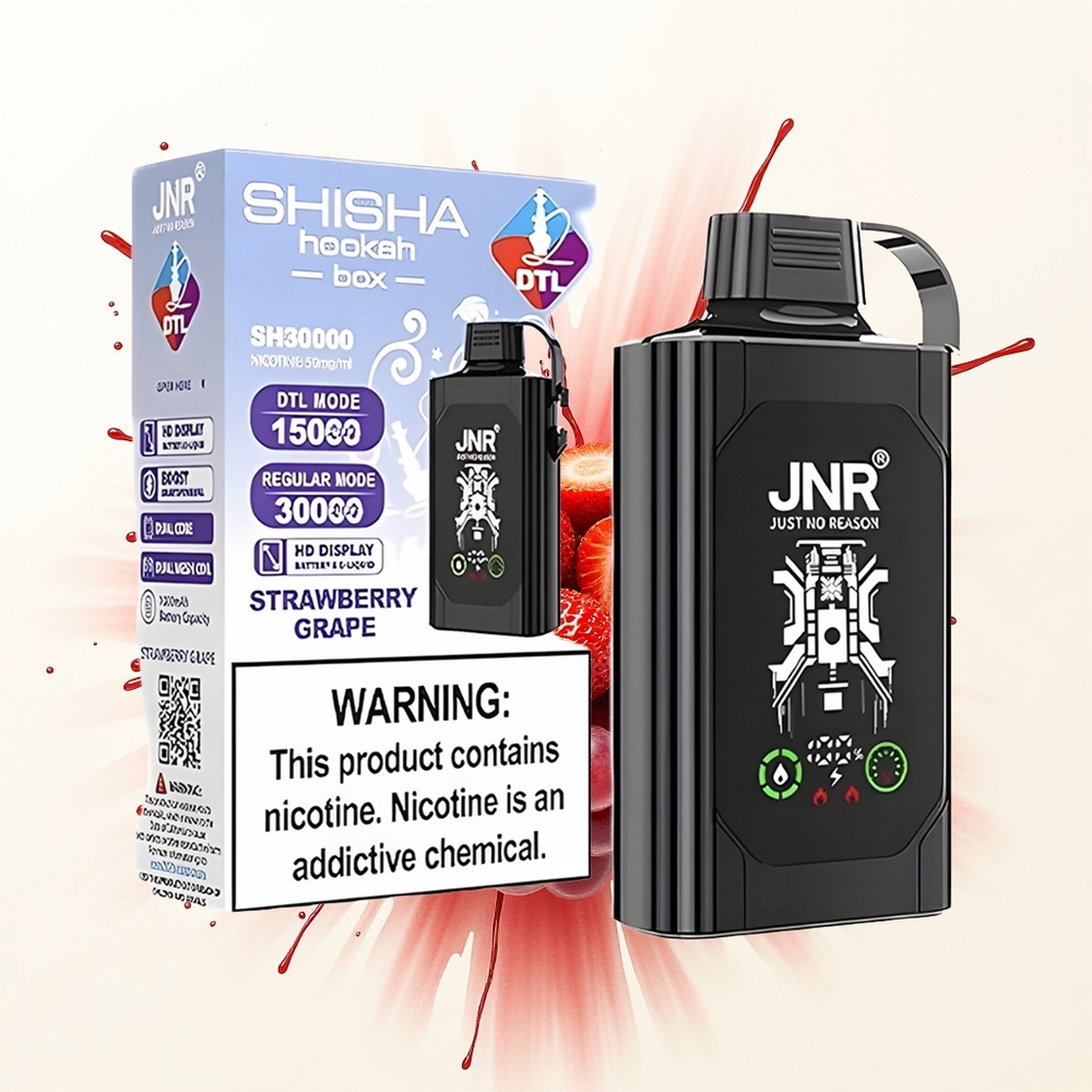 JNR Shisha Hookah Box 20500 Truskawkowo-Winogronowy Dual Mesh Coil & Dual Core HD Display Type-C Quick Charge