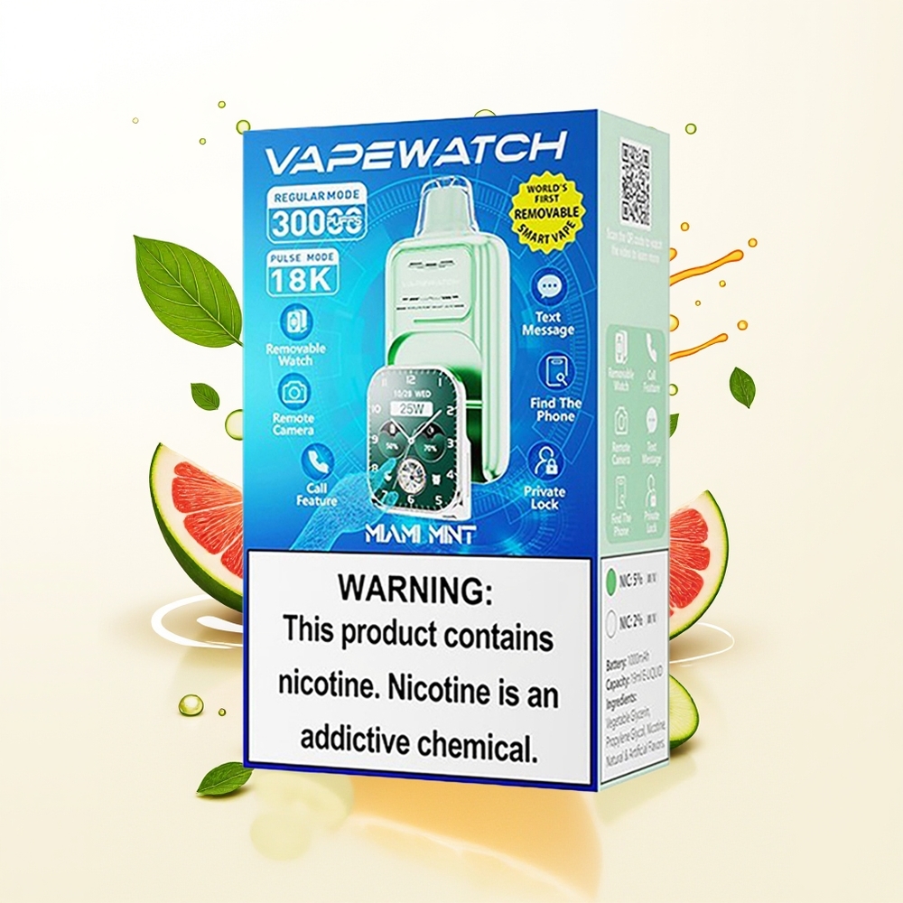JNR VapeWatch 30000 Miami Mięta Podwójna Siatka 19mL 1000mAh