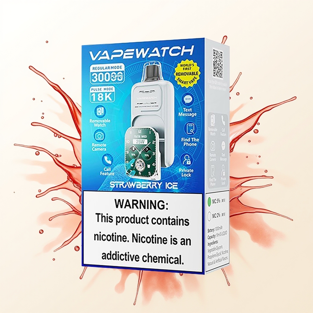 JNR VapeWatch 30000 Truskawkowe Lody z Podwójną Siatką i Szybkim Ładowaniem