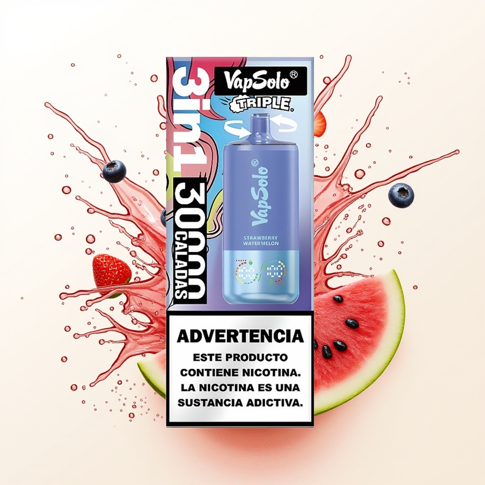 Vapsolo Triple 30000 Truskawkowy Arbuz & Jagoda Lód z 40ml i Type-C
