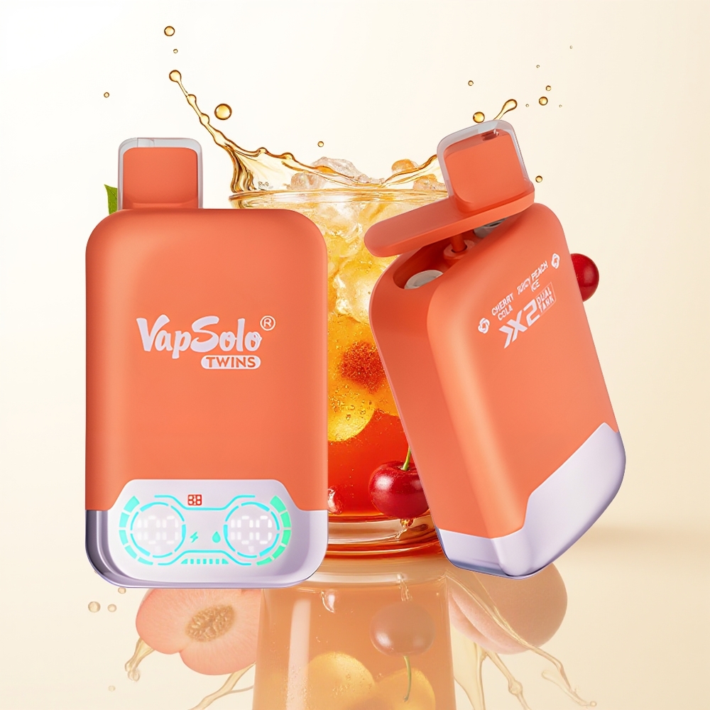 Vapsolo Twins 20000 Wiśniowa Cola & Soczysta Brzoskwinia Lód z Podwójnym Zbiornikiem i Typem-C