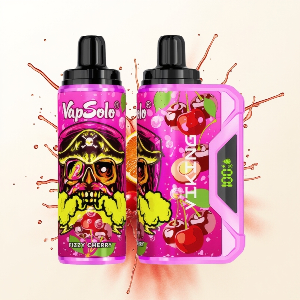 VapSolo VIKING 12000 Gazowana Wiśnia z Typem-C i Wyświetlaczem LED