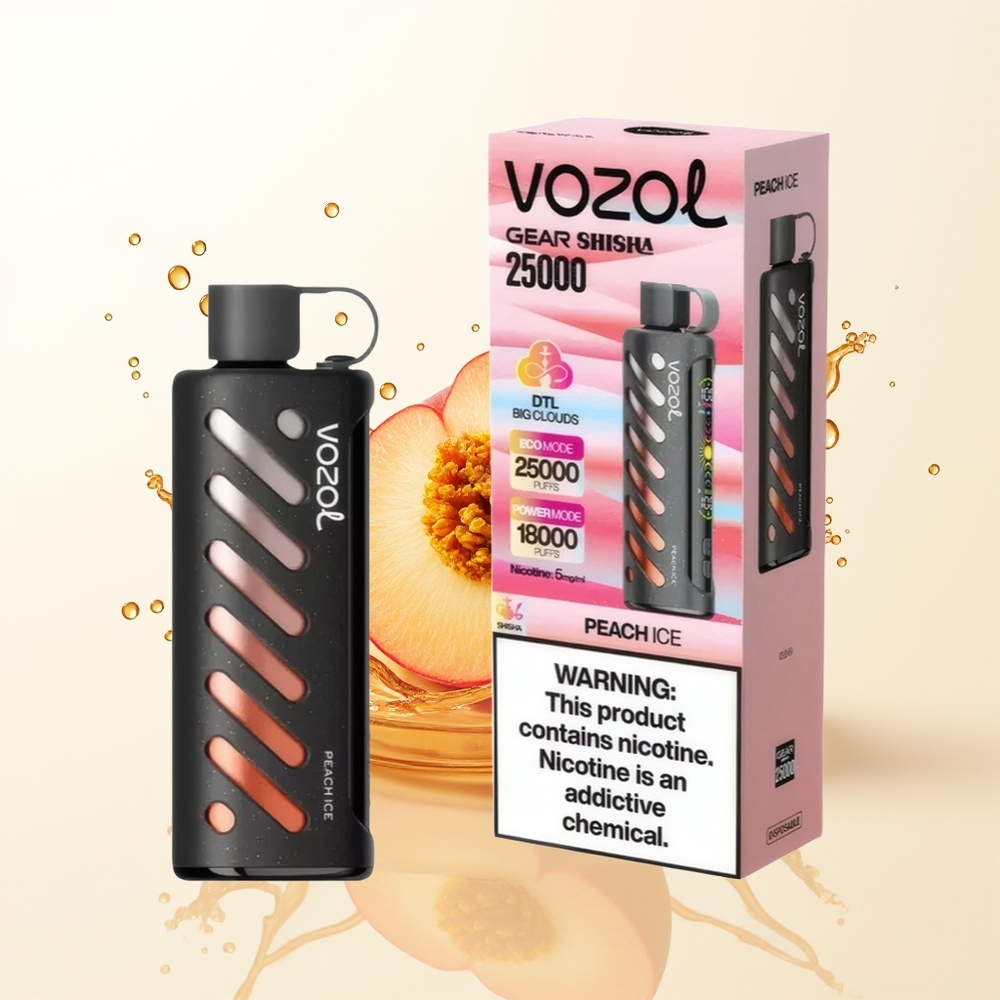 VOZOL Gear Shisha 25000 Brzoskwiniowy Lód z Podwójnym Mesh i 5mg/ml Nikotyny