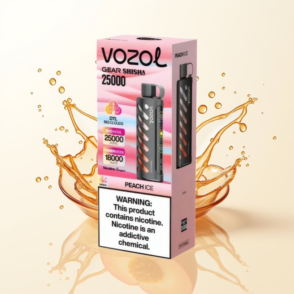 VOZOL Gear Shisha 25000 Brzoskwiniowy Lód z Podwójnym Mesh i 5mg/ml Nikotyny
