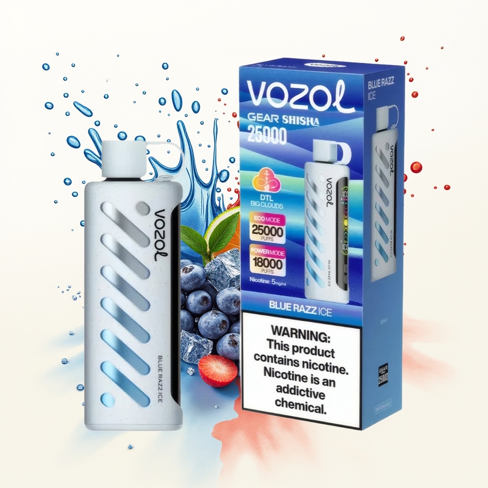 VOZOL Gear Shisha 25000 Lodowy Malinowy Smak z Podwójnym Mesh i 5mg Nikotyny
