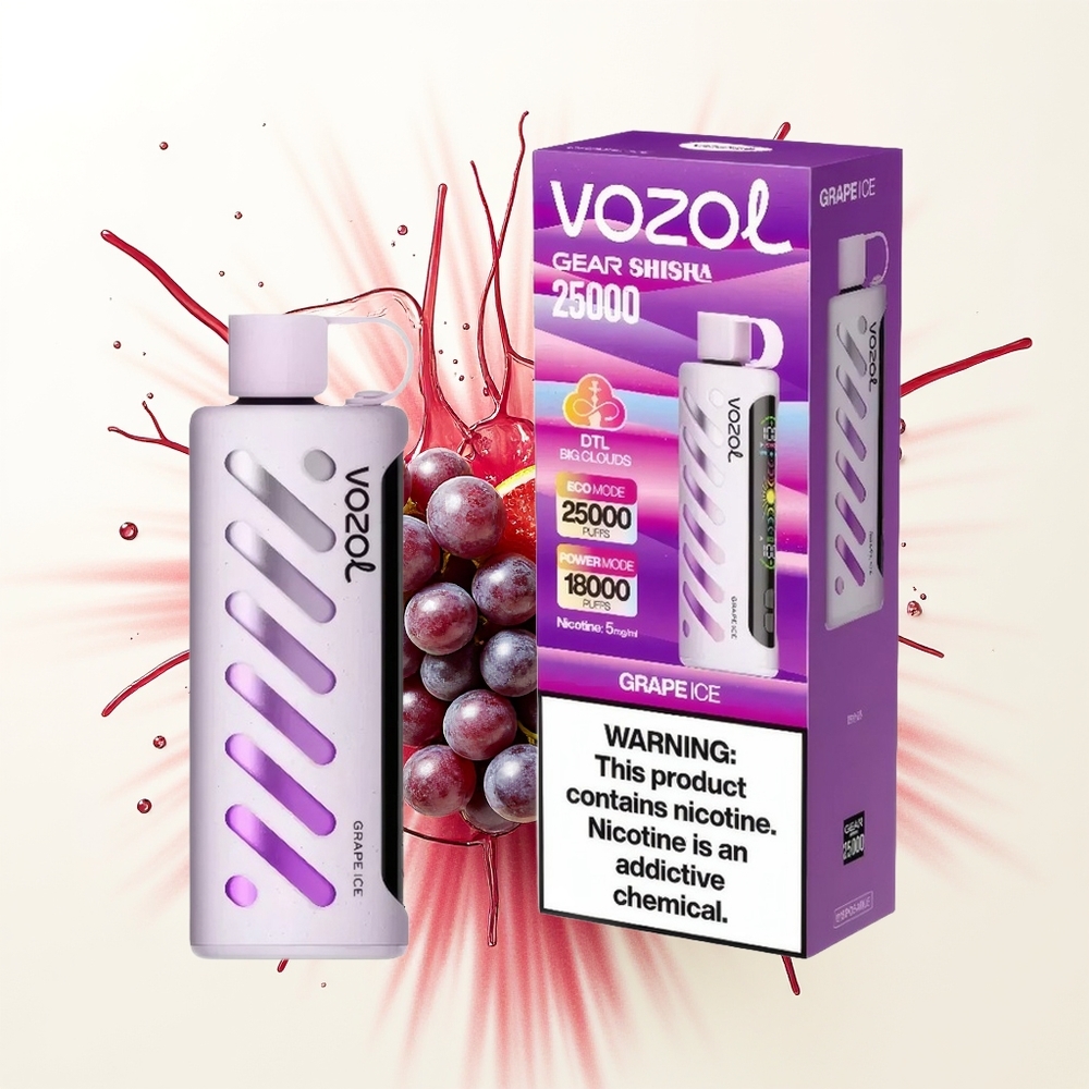 VOZOL Gear Shisha 25000 Lodowy Winogronowy Dual Mesh 5mg