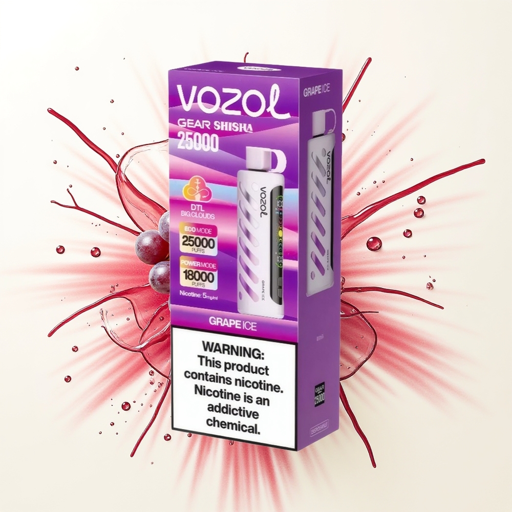 VOZOL Gear Shisha 25000 Lodowy Winogronowy Dual Mesh 5mg