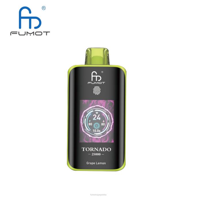 Fumot Papieros | Fumot Tornado 25000 jednorazowych waporyzatorów winogronowa cytryna 6D6T6